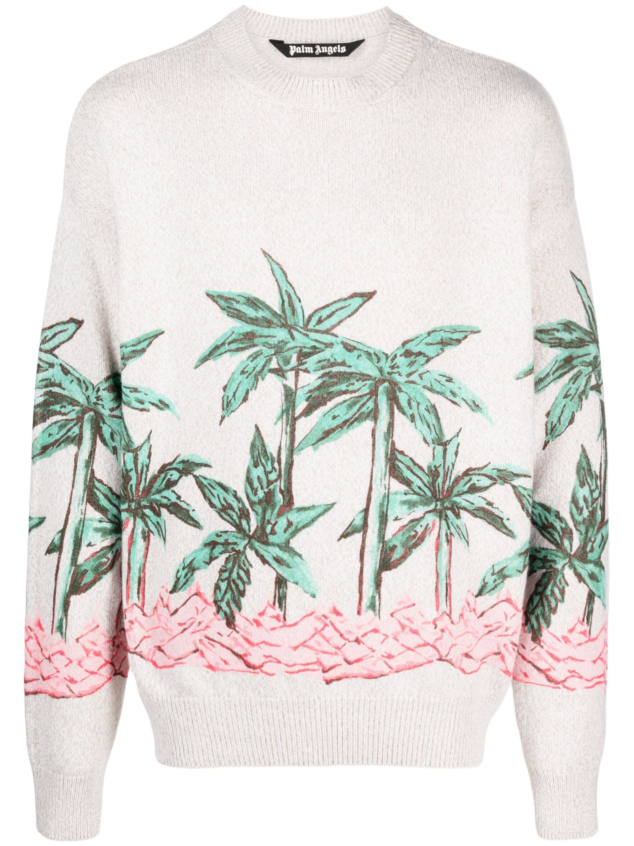PALM ANGELS PALMS ROW 프린트 스웨터 BUTTER 그린